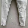 Jeans pour hommes Italie Blanc Rayé Trou Ripped Black Fashion Crayon Pantalon 9103 #