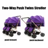 56 cm Highlanscape Twins barnvagn Kolstål Frame Twins PRAM SIDA BY SIDE 2 Way Push Kids Carriage With Mygg Net252a