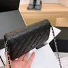 2023 Women Brand Bag Caviar Leather Shoulder Bag Fabric Carrying Pocket Chain Strap Crossbody Bag Woc Bag Card Pocket