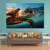 Turtle Swimming in the Sea Hd Picture Art Print on Canvas Poster for Living Room Wall Decor