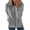 Kvinnors T-skjortor Kvinnor Fashion Solid Zipper Rit String Up Casual Long Sleeve Hooded Sweatshirt Coat Tops Women 2023 T-Shirts