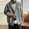 メンズウールのブレンド冬のウールのコートの肥厚男性温かいファッションカジュアルな濃厚なジャケット韓国のルーズショートメンズオーバーコートM3XL 230921