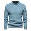 Herrtröjor Autumn Fashion Geometric tröja män 2023 Vinter enkel rund nacke stickad jacquard casual solid pullover manlig varm