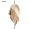 Scarves European And American Style 2023 Autumn Winter Women's Shawl Thick Tassel Yarn Large Plaid Cloak Jh31