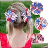 Bandana's 20 stuks Accessoires Meisje Haarstrik Clip Leuke Clips Kleine Meisjes Baby Patriottische Amerikaanse Vlag Muur Kinderen Strikken Haarspeld Drop Delive