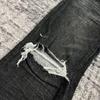 Erkek Kot Moda Marka Tarzı Retro Slim Sıradan Yırılan Sakal Yıkanmış Siyah