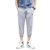 Men's Jeans Lyocell Ice Oxygenate Fabric Cropped For Summer 2023 American Fashion Brand Capris