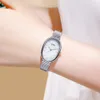 Womens Watches Elegant Women Watches Silver Rostfritt stål Rem Oval Design Fashion Casual Minimalism Quartz Lady Watches Luxury Present Clock 230921