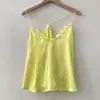 Débardeur à bretelles pour femmes, débardeur Sexy haut de gamme en dentelle, col en v profond, pyjama jaune, vert armée, 2023