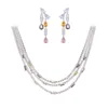 Bröllopsmycken sätter lyxigt aftonklänning Set Colorful Teardrop CZ Multi Layered Choker Necklace Earrings Statement för kvinnor 230922