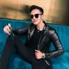 Men s Leather Faux Dress Suit Coat men s jackets Business leather Pu Blazers Korean style slim thin trend 230922