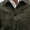 Misturas de lã masculina 2023 jaquetas vintage lã outono inverno moda xadrez impressão manga longa outerwear masculino casual cardigans casaco camisa 230921
