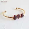 Bangle Raw Garnets Crystal Armband Bridesmaid Gift Quartz januari Birthstone Gold Color Jewelry Stainless Steel Manschett