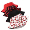 Stingy Brim Hats New Fruit Cherry Bucket for Girls Women Two Side Reversible Fisherman Hat Panama Bob Summer Sun 230916