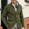 Suéter dos homens Primavera Outono Homens Casaco Inverno Gola Manga Longa Cor Sólida Quente Cardigan Jaqueta Para Outwear De Malha 230921