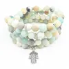 SN1351 2018 Bracelet Mala mode femmes Bracelet naturel 8 mm Amazonite 108 Mala Hamsa charme Yogi Necklace249i