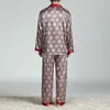 Homens sleepwear primavera homens manga longa cetim pijama conjuntos para terno homewear casa roupas pijamas lounge verão