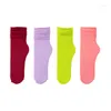 Women Socks 4Pairs/set Women's Summer Fashion Solid Color Sock Breathable Casual Thin Colorful Loose No Pilling Soft Sox Cute Sokken
