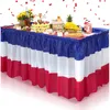 Table Skirt 29" X 14ft Plastic Skirts Decorations Red White And Blue Patriotic Disposable For 4th Of July Party Supplies