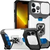 Stoßfeste Multifunktionshülle für iPhone 15 14 13 Pro Max, Brieftaschenhülle mit verstecktem Kartensteckplatz, unsichtbarer Ständer, Schiebefenster-Objektivabdeckung auf der Rückseite