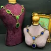 Łańcuchy vintage candy w kolorze szklanym retro moda moda szmaragdowy naszyjnik biżuteria akcesoria