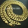 18k yellow gold GF mens womens solid chain Necklace w curb ring link N222243w