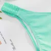 Kvinnors badkläder sexig V-bar bikinis baddräkt Push Up Ruched Bathing Suit 2023 Solid Ruffle Biquini Thong High Cut Halter Bikini