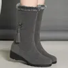 Nuevas botas de nieve de invierno, zapatos de algodón de fondo suave y cálidos acolchados con parte inferior plana, botas antideslizantes a media pantorrilla, botas para mujer 100123