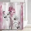 Shower Curtains Teal Large Daisy Floral and Butterfly Shower Curtain Turquoise Bathroom Curtain Waterproof Bathroom Decoration With Hooks 231007