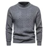 Herrtröjor Autumn Fashion Geometric tröja män 2023 Vinter enkel rund nacke stickad jacquard casual solid pullover manlig varm