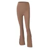 LU-1451 Women High-Waisted Sports Ribbed Flared Pants Breathable Comfortable Zipper Bottoms Pants