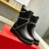 Kvinnor Rene Caovilla äkta läderstövlar Crystal Snake Wrapped Flat Bottom Casual Martin Boot Designer Shoes Round Toe Elastic Fabric Fashion Boots