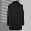 Herr ull blandar eleganta trenchrockar för män 2023 Autumn Winter Black Grey Casual Fashion Business Office Man Long Windbreaker Jackets 230921