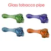 Wholesale cheap USA popular skull glass tobacco pipe colorful mini hand medicine spoon pipes for smoking Halloween Christmas gift