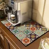 Tapis égouttoir de cuisine rétro antidérapant, tapis de séchage absorbant, vaisselle, napperon à séchage rapide