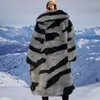 Pelliccia da donna Inverno Temperamento da donna Modello tigre Cappotto imitazione Lungo sotto il ginocchio Capispalla ampio di grandi dimensioni Moda versatile