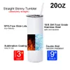 米国在庫20オンスの昇華ブランクマグカッププラスチックの蓋とストロービッグキャパシティバキューム絶縁水ボトル付きステンレス鋼タンブラーカップ