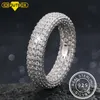 Trouwringen Hip Hop Real 925 Sterling Stempelring Luxe Volledige Kubieke Zirkoon Gouden Bedel Sieraden Punk Mannelijke Vrouwen Vingermaat 7 10 Unisex 230921