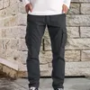 Calças masculinas homens cor sólida carga cintura elástica streetwear calças largas perna reta macacão sweatpants fitness ginásio jogging