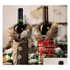 Other Event Party Supplies New Christmas Plush Wine Bottle Bags Button Plaid Er Gift Bag Home Decoration Sn2889 Drop Delivery Garden F Dhp4K