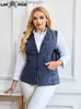 レディースベストlih hua hua women's plus size denim vest suit collar spring chubby chubby women cotton nited vest l230922のためのシックなエレガントベスト