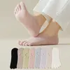 Women Socks Summer Invisible Toe Woman Girl Cotton Thin Solid Soft Shallow Mouth Breathable Deodorant No Show 5 Finger