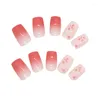 Faux Ongles Rose Fleur Carré Charmant Confortable À Porter Manucure Pour La Décoration Des Doigts Maison Nail DIY