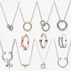 2023 neue Mode-Luxus-Halsketten für Frauen, hochwertiger Kreis-Roségold-Ring, Diamant-Schlüsselbeinkette, DIY, passend für Pandoras Signature Two Tone Logo-Halskette