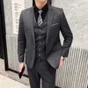 Ternos masculinos conjunto de terno (jaqueta colete calças) 2023 negócios fino encaixe smoking noivo casamento trabalho festa 3 peças