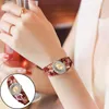 Wristwatches Women Watch Rhonestone Flower Butterfly Decor Stainless Metal Quartz Movement Round Dial Wrist Bangle For Woman