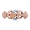 1Pcs Baby Wooden Rattle Toy Grasping Toy Beech Wooden Heart Shape Beads Silicone Beads Rattle Educational Accessories