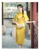 Abbigliamento etnico 2023 Donna Lungo Cheongsam Plus Size Elegante Abito sottile Stile cinese Manica corta Retro Qipao dalla S alla 3XL Verde Giallo