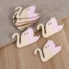 Wall Stickers 2 Meters Glitter Wooden Swan Shaped Baby Shower Bunting Banners Door Hanging Decorations Room Decor For Birthday Party