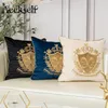 Pillow Case Aeckself Luxury European Embroidery Velvet Cushion Cover Home Decor Navy Blue Gold Beige Black Throw 230921